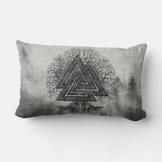Valknut and Tree of Life Yggdrasil Kussen (Achterkant)