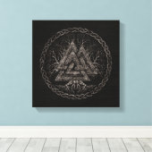 Valknut and Tree of Life Yggrdrasil Canvas Afdruk (Insitu (Houten vloer))