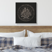 Valknut and Tree of Life Yggrdrasil Canvas Afdruk (Insitu (Slaapkamer))