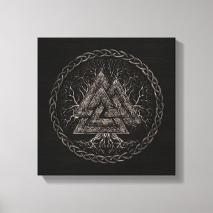 Valknut and Tree of Life Yggrdrasil Canvas Afdruk