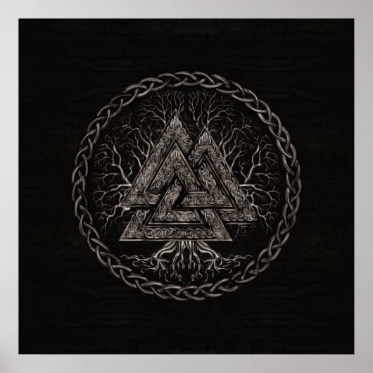 Valknut and Tree of Life Yggrdrasil Poster (Voorkant)