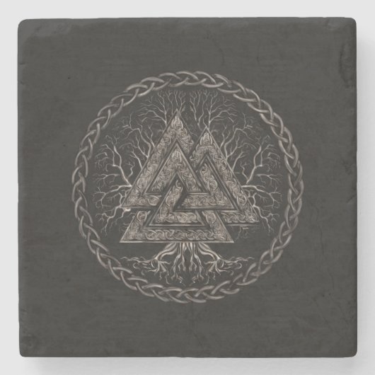 Valknut and Tree of Life Yggrdrasil Stenen Onderzetter (Voorkant)