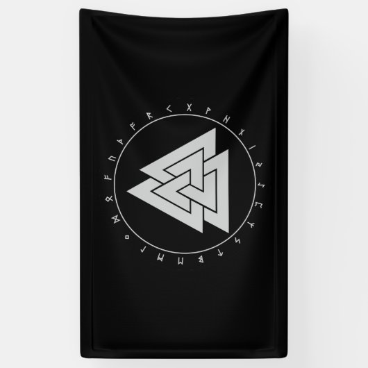 Valknut Circle draait banner (3'x5') (Verticaal)