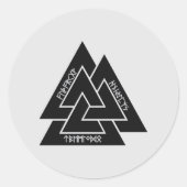 Valknut Etched runt stickers (rond) (Voorkant)