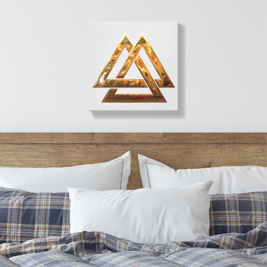 Valknut - goud canvas afdruk (Insitu (Slaapkamer))