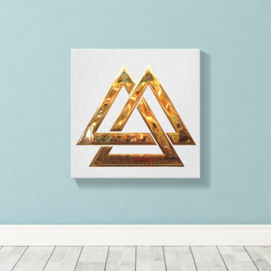 Valknut - goud canvas afdruk (Insitu (Houten vloer))