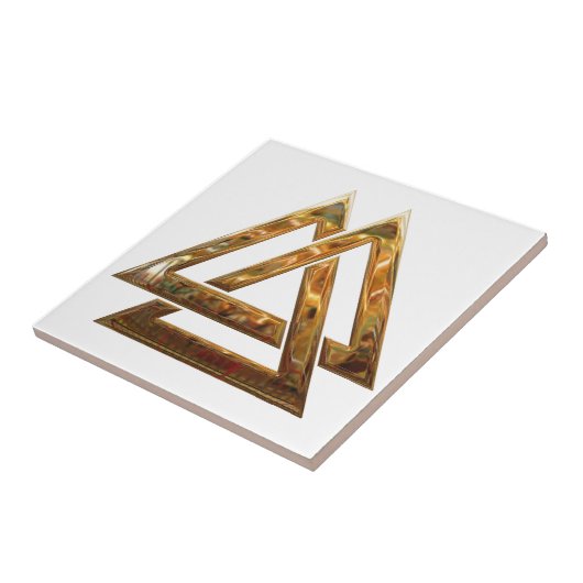 Valknut - goud tegeltje (Zijkant)