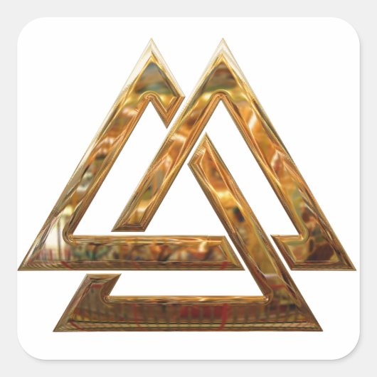 Valknut - goud vierkante sticker (Voorkant)