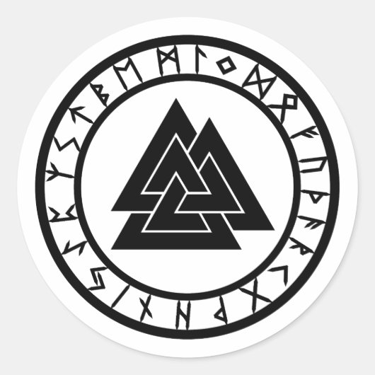 Valknut II - Rune Circle Ronde Sticker (Voorkant)