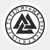 Valknut - Rune Circle Ronde Sticker (Voorkant)