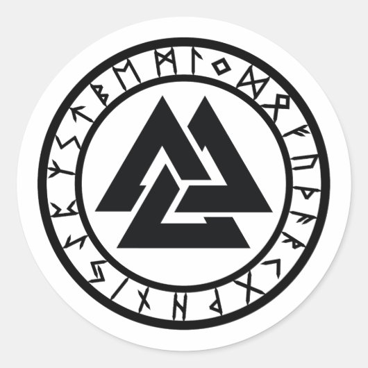 Valknut - Rune Circle Ronde Sticker (Voorkant)