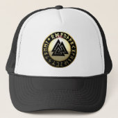 Valknut Rune Shield Trucker Pet (Voorkant)