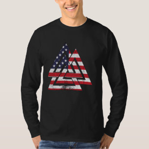 Valknut Symbol America Verenigde Staten Vlag Patri T-shirt