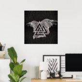Valknut Symbol en Raven Poster (Thuiskantoor)