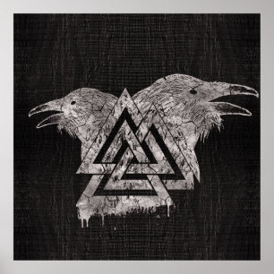 Valknut Symbol en Raven Poster