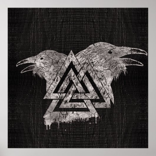 Valknut Symbol en Raven Poster (Voorkant)