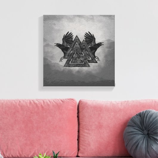Valknut Symbol en Ravens Canvas Afdruk (Insitu (Woonkamer))