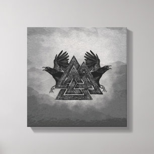 Valknut Symbol en Ravens Canvas Afdruk