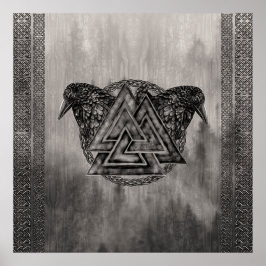 Valknut Symbol en Ravens Poster (Voorkant)