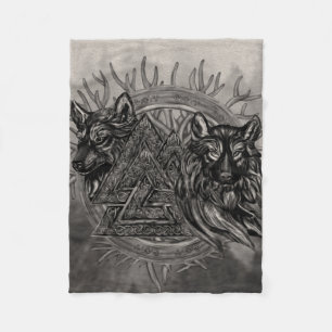 Valknut Symbol en Wolven Fleece Deken