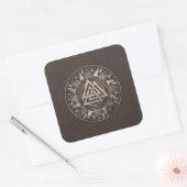 Valknut Symbool - bruin leder en goud Vierkante Sticker (Envelop)