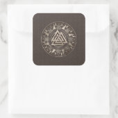 Valknut Symbool - bruin leder en goud Vierkante Sticker (Tas)