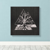 Valknut Symbool en levensboom - Yggdrasil Canvas Afdruk (Insitu (Houten vloer))