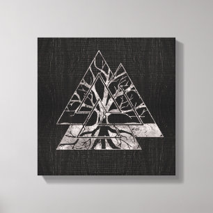Valknut Symbool en levensboom - Yggdrasil Canvas Afdruk