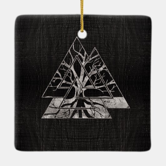 Valknut Symbool en levensboom - Yggdrasil Keramisch Ornament (Achterkant)