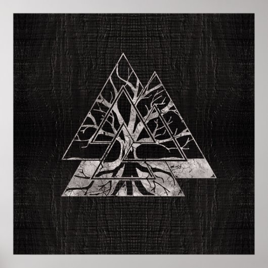 Valknut Symbool en levensboom - Yggdrasil Poster (Voorkant)