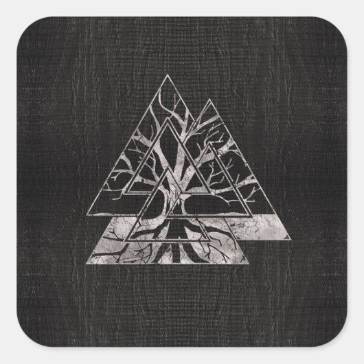 Valknut Symbool en levensboom - Yggdrasil Vierkante Sticker (Voorkant)