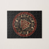 Valknut Symbool Zwart en rood leder en goud Legpuzzel (Horizontaal)