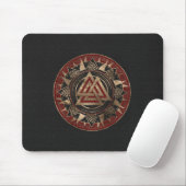 Valknut Symbool Zwart en rood leder en goud Muismat (Met muis)