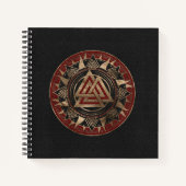 Valknut Symbool Zwart en rood leder en goud Notitieboek (Voorkant)