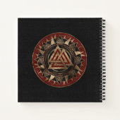 Valknut Symbool Zwart en rood leder en goud Notitieboek (Achterkant)