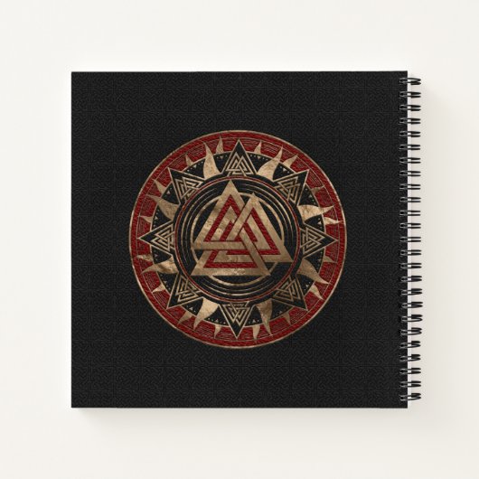 Valknut Symbool Zwart en rood leder en goud Notitieboek (Achterkant)
