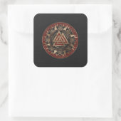 Valknut Symbool Zwart en rood leder en goud Vierkante Sticker (Tas)