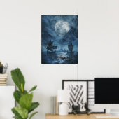 Valknut Viking Ships Samhain Halloween Nordic Poster (Thuiskantoor)