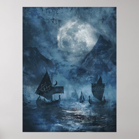 Valknut Viking Ships Samhain Halloween Nordic Poster (Voorkant)
