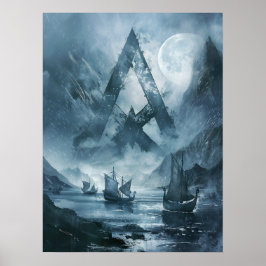 Valknut Viking Ships Samhain Halloween Nordic Poster