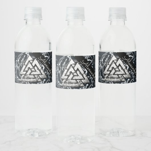 Valknut~ (Wavy) Waterfles Etiket (Flessen)