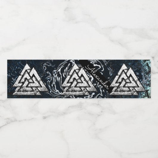 Valknut~ (Wavy) Waterfles Etiket (Enkel label)