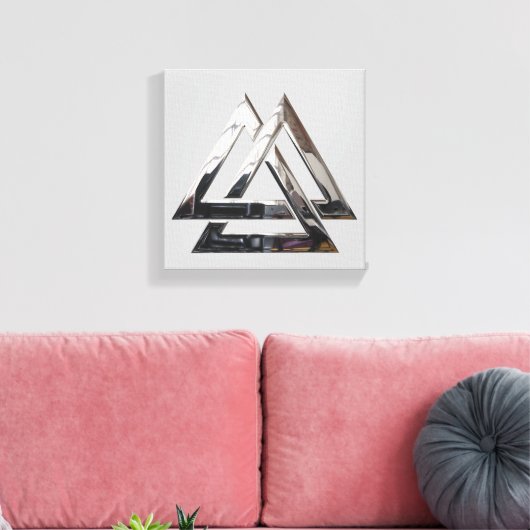Valknut - zilver canvas afdruk (Insitu (Woonkamer))