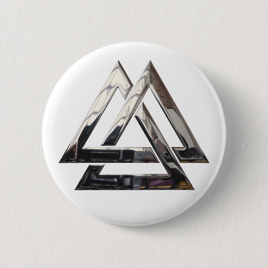 Valknut - zilver ronde button 5,7 cm (Voorkant)