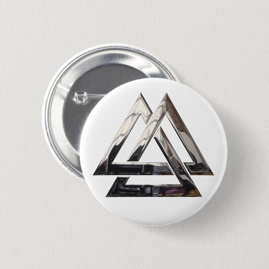 Valknut - zilver ronde button 5,7 cm (Voorkant /achterkant)