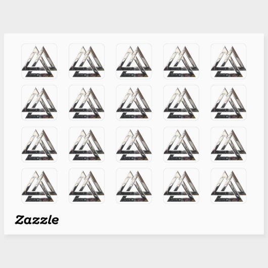 Valknut - zilver vierkante sticker (Vel)