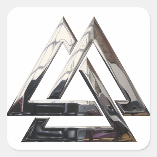 Valknut - zilver vierkante sticker (Voorkant)