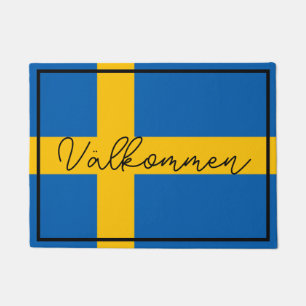 Välkommen Aangepaste Zweedse Vlag Familienaam Deurmat