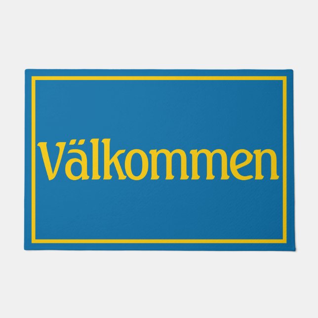 Välkommen Welkom in de Zweedse vlag Deurmat (Voorkant)