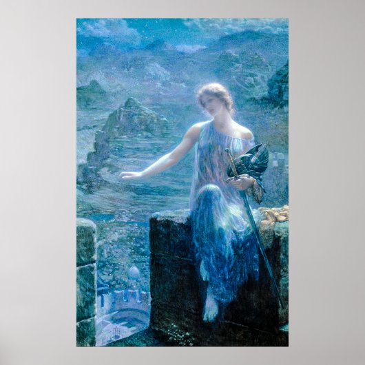 Valkyrie in een blauwe jurk met pantser poster (Voorkant)